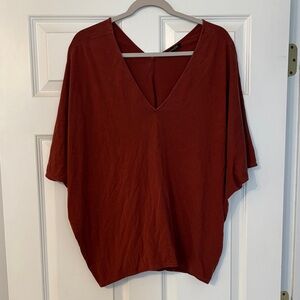Massimo Dutti Oversized V-Neck Tunic in Rust